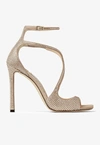 JIMMY CHOO AZIA 95 CRYSTAL-EMBELLISHED SANDALS,AZIA 95 SCX HONEY GOLD