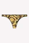 VERSACE BAROCCO PRINT LACE-TRIMMED THONG,1000601 1A00515 5B000