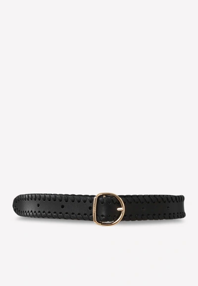 Chloé Mony Belt Black Size M 100% Calf-skin Leather, Zamak In Noir
