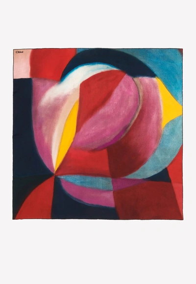 Chloé Abstract-print Silk Scarf In Multicolore