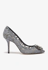 DOLCE & GABBANA BELLUCCI 90 TAORMINA LACE PUMPS WITH CRYSTAL DETAIL,CD0101 AL198 80725