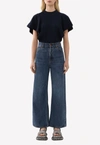 Chloé Crepe De Chine Ruffled Blouse In Navy