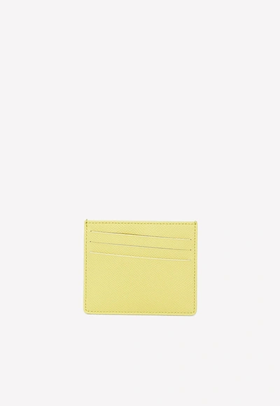 Maison Margiela 4-stitch Leather Cardholder In Yellow