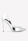 Dolce & Gabbana Cardinale 105 Pointed Pumps In Mirrored Leather In Silver