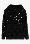 Versace Distressed Slashed Oversized Hoodie In Black