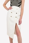 Alexandre Vauthier Double-breasted Front Slit Pencil Skirt In White
