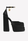 Versace Medusa Aevitas Platform Pumps With Adjustable Heel 15.5 Cm In Black