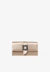 Manolo Blahnik Capri Satin Clutch With Fmc Crystal Buckle In Beige