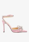 Mach&mach Double Bow Crystal-embellished Satin Pumps In Pink