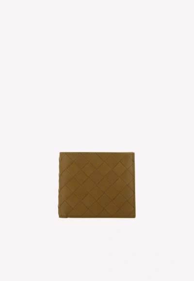 Bottega Veneta Bi-fold Intrecciato Wallet In Calf Leather In Acorn