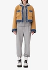 Sjyp Denim Contrast Sherpa Cropped Jacket In Beige