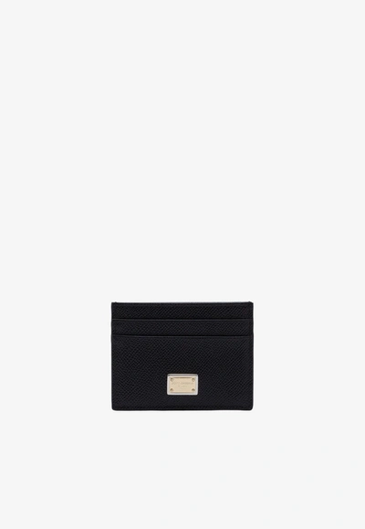 Dolce & Gabbana Calfskin Cardholder With Dg Logo In Black