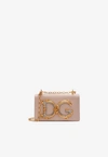 Dolce & Gabbana Dg Girls Calfskin Chain Phone Bag In Pink