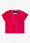 VERSACE BABY GIRLS BAROCCO SILHOUETTE PRINT T-SHIRT,1000152 1A05212 5R360