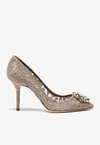 DOLCE & GABBANA BELLUCCI 90 TAORMINA LACE PUMPS WITH CRYSTAL DETAIL,CD0101 AL198 80703