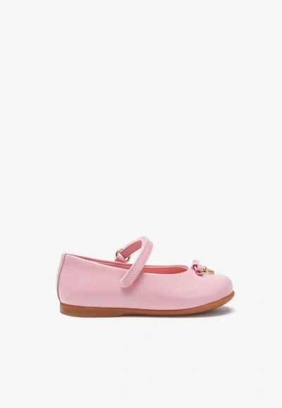 Dolce & Gabbana Baby Girls Mary Jane Patent Leather Ballerinas In Pink