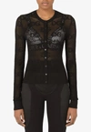 Dolce & Gabbana Black Cardigan With All-over Logo In Black