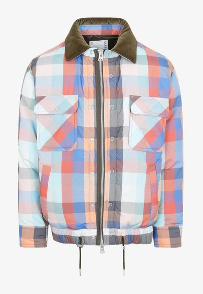 Sacai Checked Padded Bomber Jacket In Multicolor