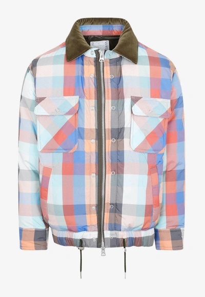 SACAI CHECKED PADDED BOMBER JACKET,2202835M-926 MULTI