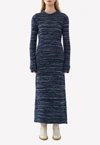 CHLOÉ CASHMERE KNIT FITTED MAXI DRESS,CHC22AMR15510411 COSMIC BLUE