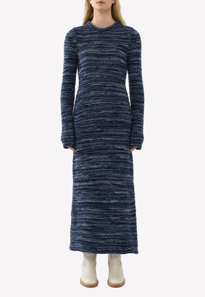 Chloé Cashmere Knit Fitted Maxi Dress In Blue
