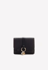 CHLOÉ ALPHABET TRI-FOLD COMPACT WALLET WITH GRAINED LEATHER,CHC21WP945F57001 Black
