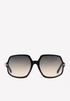 Tom Ford Gradient Square Acetate Sunglasses In Gray