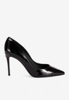 DOLCE & GABBANA CARDINALE 90 PATENT LEATHER POINTED PUMPS,CD1657 A1471 80999