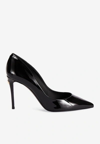 Dolce & Gabbana Cardinale 90 Patent Leather Pointed Pumps In Black