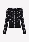 Dolce & Gabbana Intarsia Logo Virgin Wool Cardigan In Monochrome