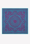 Versace Barocco Silhouette Silk Foulard In Blue
