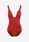 MOEVA CARINA RUCHED ONE-PIECE SWIMSUIT,0542.CARINA-RED OCHRE