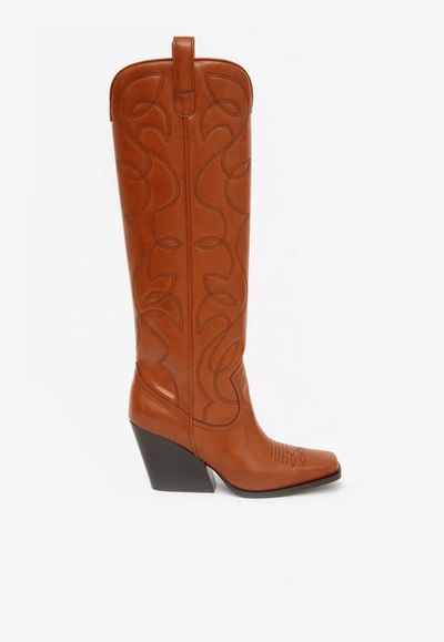 Stella Mccartney Cowboy 80 Boots In Vegan Leather In Brown