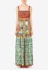 Dolce & Gabbana Carretto-print Long Chiffon Dress In Multicolor