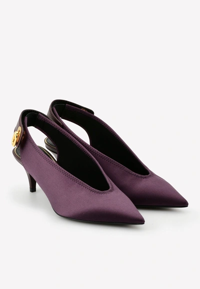Tom Ford 55 Pointed Satin Slingback Pumps In Purple