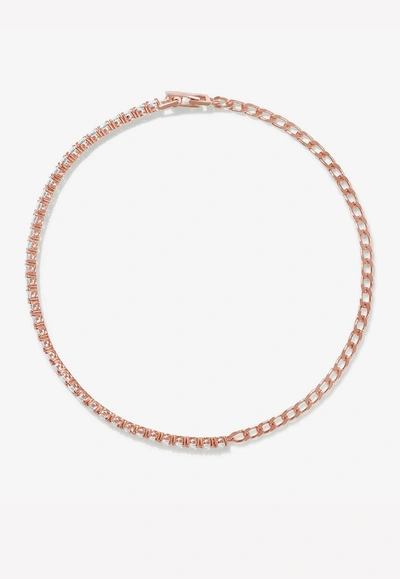 Adornmonde Abbott Crystal Embellished Tennis Anklet In Rose Gold