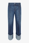 Shop Bottega Veneta Cropped Straight Jeans In Blue