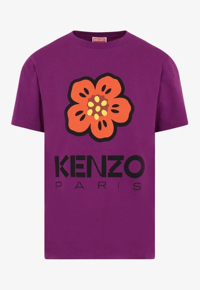 Kenzo Boke Flower-print T-shirt In Purple