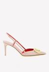 Valentino Womens Blush Vlogo 80 Pointed-toe Leather Slingback Courts In Nude
