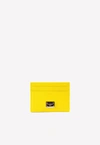 Dolce & Gabbana Dauphine Leather Cardholder In Yellow