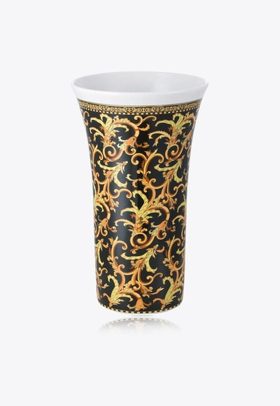 Versace Home Collection Barocco Porcelain Vase- 34 Cm In Black