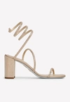 RENÉ CAOVILLA CLEO 80 CRYSTAL-EMBELLISHED SANDALS,C11579-080-R001V104 BEIGE SATIN/C.GOLDEN SHADOW