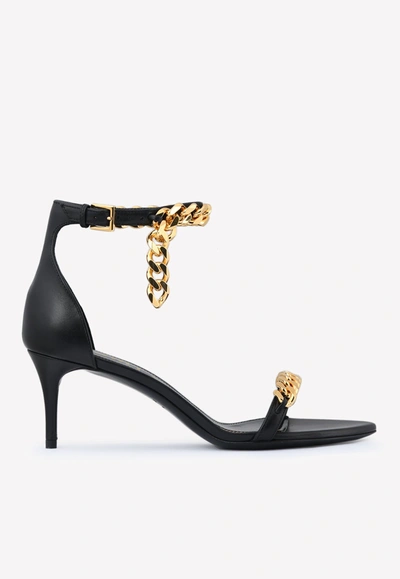 Tom Ford 65mm Chain Leather Sandals In Black