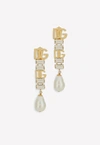DOLCE & GABBANA CLIP-ON CRYSTAL AND PEARL DROP EARRINGS,WEO8S4 W1111 ZOO00