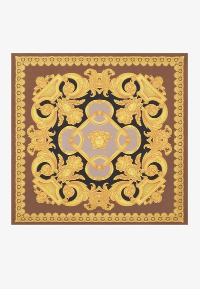 Versace Baroque Pattern-print Silk Scarf In Multicolor