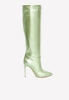 PARIS TEXAS 105 KNEE-HIGH LEATHER BOOTS,PX501-XLTM3-SPRING GREEN
