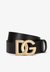 Dolce & Gabbana Dg Buckle Belt In Calf Leather In Black