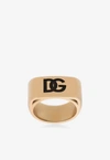 Dolce & Gabbana Dg Engraved-logo Ring In Gold