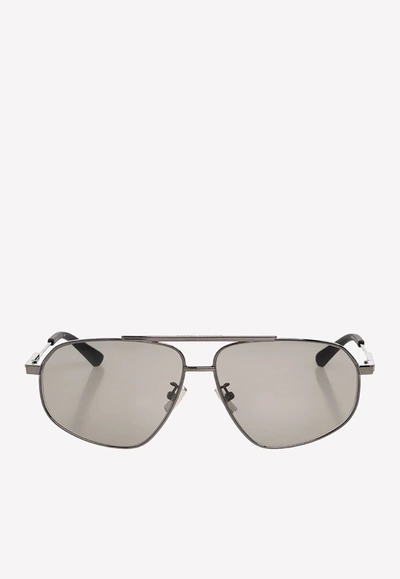 Bottega Veneta Aviator Sunglasses In Grey