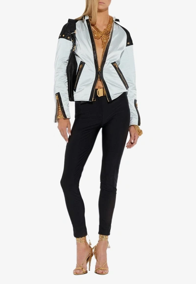Tom Ford Biker Jacket In Nylon And Leather In Grey